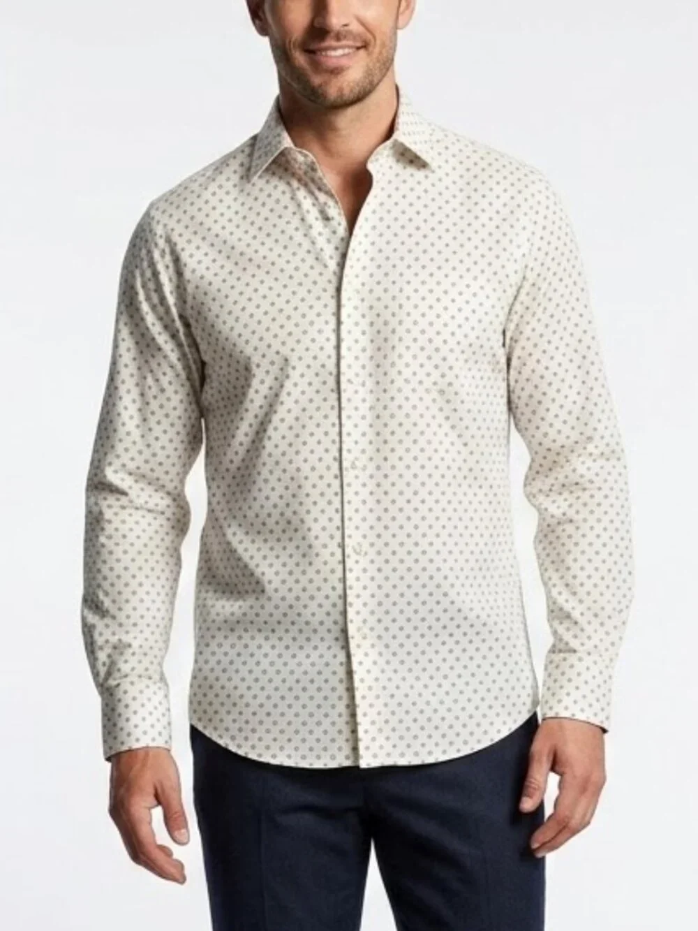 BANANA REPUBLIC Linen Slim Fit Geometric Print Shirt Medium Eclectic Grandpacore